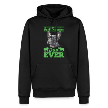 Französische Bulldogge BEST FRENCHIE DAD EVER - Männer Premium Bio Hoodie - Schwarz - Vorne - Nico (187cm)
