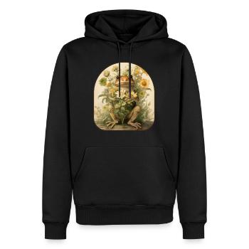 Cottagecore Frosch Wildblumenstrauß Natur Liebe T - Männer Premium Bio Hoodie - Schwarz - Vorne - Nico (187cm)