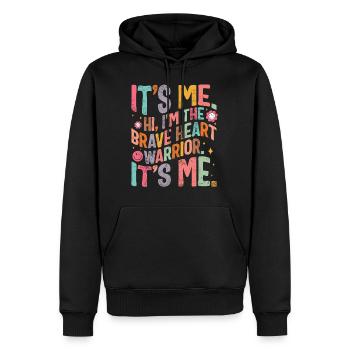 Herzkrankheits-Bewusstseins-Shirt, ich bin's Hallo, ich bin der - Männer Premium Bio Hoodie - Schwarz - Vorne - Nico (187cm)