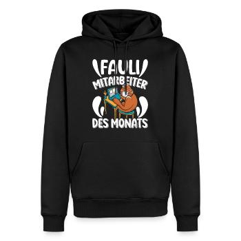 Mitarbeiter Fauli Mitarbeiter des Monats Faule - Männer Premium Bio Hoodie - Schwarz - Vorne - Nico (187cm)