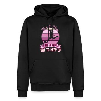 Ja, Ich Spiele Wie Ein Mädchen Fußball Frauen - Männer Premium Bio Hoodie - Schwarz - Vorne - Nico (187cm)