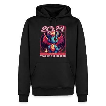 Chines New Year of Dragon Vibrant Cartoon Dragon - Men’s Premium Organic Hoodie - black - Front - Nico (187cm)