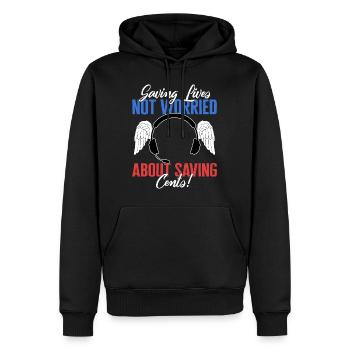 Dispatcher-Hemd, Leben retten, um die man sich keine Sorgen machen muss - Männer Premium Bio Hoodie - Schwarz - Vorne - Nico (187cm)