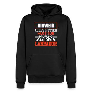 Labrador HINWEIS ALLES FUTTER MUSS ZUM LABRADOR - Männer Premium Bio Hoodie - Schwarz - Vorne - Nico (187cm)