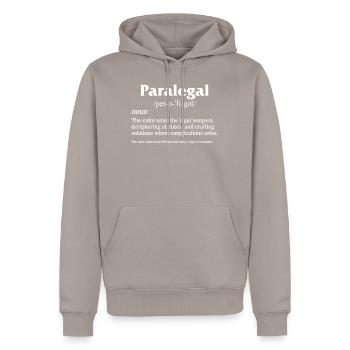 Law Shirt, Paralegal Perəliɡəl Noun The Calm Amid - Men’s Premium Organic Hoodie - taupe - Front - Nico (187cm)
