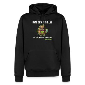 Abschied Kollege Ohne Dich ist alles Scheiße - Männer Premium Bio Hoodie - Schwarz - Vorne - Nico (187cm)