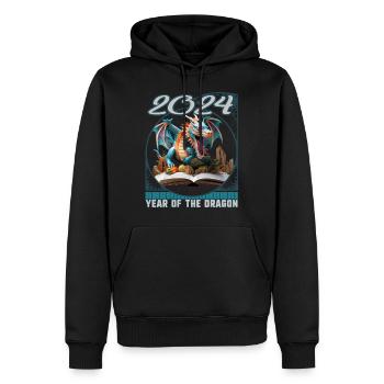 Chinesisches Neujahrs-Drachen-3D-Pop-Up-Buch Drache - Männer Premium Bio Hoodie - Schwarz - Vorne - Nico (187cm)