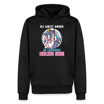 Abschiedsparty Du Wirst Immer in Unseren Herzen - Männer Premium Bio Hoodie - Schwarz - Vorne - Nico (187cm)