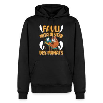 Mitarbeiter Fauli Mitarbeiter des Monats Faule - Männer Premium Bio Hoodie - Schwarz - Vorne - Nico (187cm)