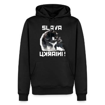 Slava Ukraini Ukraine Cadeau de soldats - Sweat à capuche Premium bio Homme - noir - Devant - Nico (187cm)