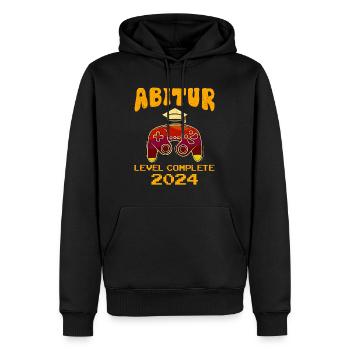 Abitur 2024 LEVEL COMPLETE Abiturienten Abschluss - Männer Premium Bio Hoodie - Schwarz - Vorne - Nico (187cm)