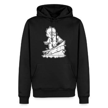 Chemise d’Halloween, Zombie attrapant une vague sur un - Sweat à capuche Premium bio Homme - noir - Devant - Nico (187cm)