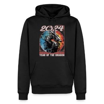 Chines Nouvel An de Dragon Graffiti Pochoir Dragon - Sweat à capuche Premium bio Homme - noir - Devant - Nico (187cm)