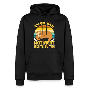 Fauler Kollege Bin Hoch Motiviert Nichts zu Tun - Männer Premium Bio Hoodie - Schwarz - Vorne - Nico (187cm)