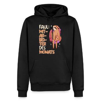 Faul Mitarbeiter des Monats Faultier Kollegen - Männer Premium Bio Hoodie - Schwarz - Vorne - Nico (187cm)