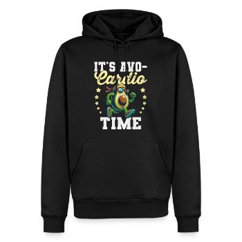 It's Avo-Cardio Time Gym Vegan Avocardio Avocado - Männer Premium Bio Hoodie - Schwarz - Vorne - Nico (187cm)