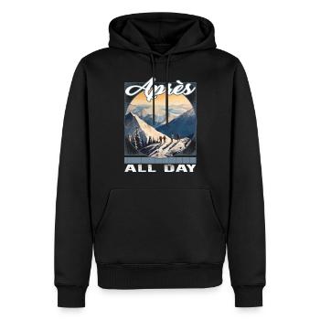 Après toute la journée de ski skieur silhouette montagnes - Sweat à capuche Premium bio Homme - noir - Devant - Nico (187cm)