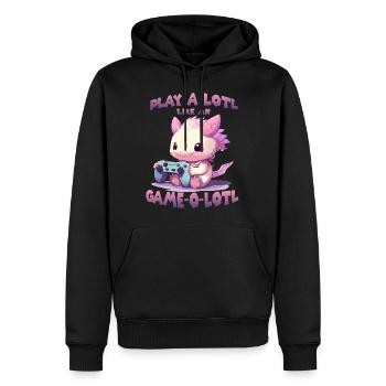 Axolotl Gamer T Kawaii Stuff Anime Axolotl Otaku - Sweat à capuche Premium bio Homme - noir - Devant - Nico (187cm)