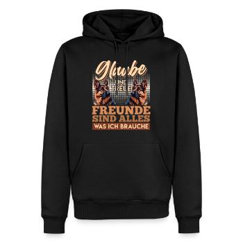 GLAUBE UND TREUE FREUNDE SIND ALLES Deutsche - Männer Premium Bio Hoodie - Schwarz - Vorne - Nico (187cm)