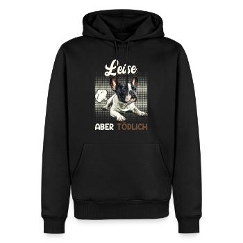 Französische Bulldogge LEISE ABER TÖDLICH Lustiges - Männer Premium Bio Hoodie - Schwarz - Vorne - Nico (187cm)