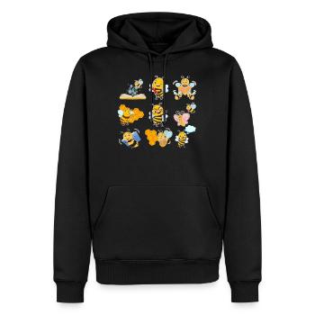 Book Shirt, Nine Bee Flower Book Storytime - Men’s Premium Organic Hoodie - black - Front - Nico (187cm)