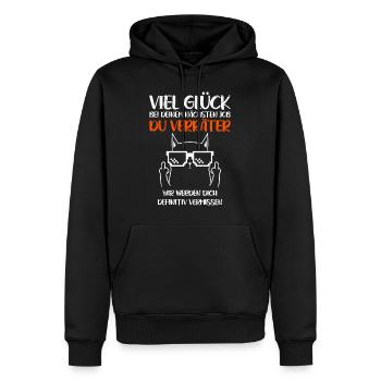 Abschiedsparty Kollege Viel Glück du Verräter - Männer Premium Bio Hoodie - Schwarz - Vorne - Nico (187cm)