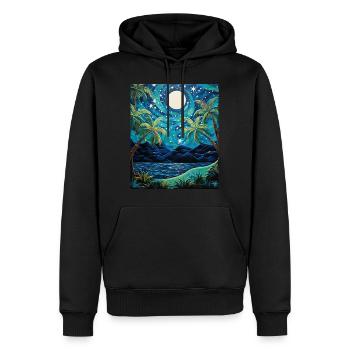 Pura Vida Starry Night Shirt Tropical Harmony Tee - Men’s Premium Organic Hoodie - black - Front - Nico (187cm)