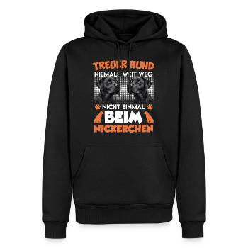 Labrador TREUER HUND NIEMALS WEIT WEG Labrador - Männer Premium Bio Hoodie - Schwarz - Vorne - Nico (187cm)