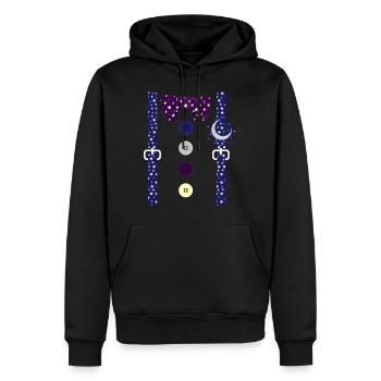 Chemise de sorcière, bretelles Moon Stars Night Luminous - Sweat à capuche Premium bio Homme - noir - Devant - Nico (187cm)