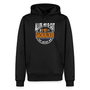 Alles wird gut der Dachdecker ist jetzt da Meister - Männer Premium Bio Hoodie - Schwarz - Vorne - Nico (187cm)