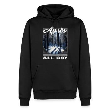 Apres All Day Forest Filled Figure Shadowy Slope - Men’s Premium Organic Hoodie - black - Front - Nico (187cm)