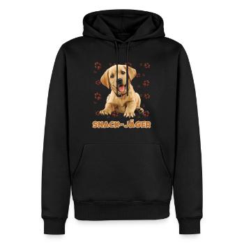 Labrador SNACK JÄGER Labrador Herrchen Lustiges - Männer Premium Bio Hoodie - Schwarz - Vorne - Nico (187cm)