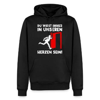 Arbeitskollege Wirst Immer in Unseren Herzen sein! - Männer Premium Bio Hoodie - Schwarz - Vorne - Nico (187cm)