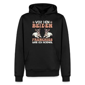 Frenchie Vor den Beiden Frenchies war ich Normal - Männer Premium Bio Hoodie - Schwarz - Vorne - Nico (187cm)