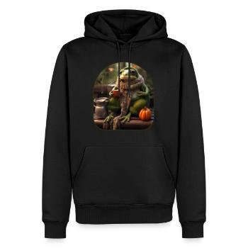 Cozy Frog Knitting Scarf Mushroom Cottagecore - Men’s Premium Organic Hoodie - black - Front - Nico (187cm)