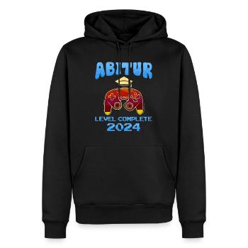 Abitur 2024 LEVEL COMPLETE Abiturienten Abschluss - Männer Premium Bio Hoodie - Schwarz - Vorne - Nico (187cm)