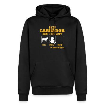 Labrador Besitzer MEIN LABRADOR HÖRT AUFS WORT - Männer Premium Bio Hoodie - Schwarz - Vorne - Nico (187cm)