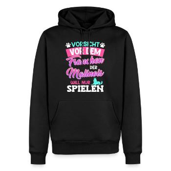 Malinois VORSICHT VOR DEM FRAUCHEN MALINOIS WILL - Männer Premium Bio Hoodie - Schwarz - Vorne - Nico (187cm)