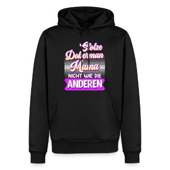 Doberman STOLZE DOBERMANN MAMA Hundebesitzer - Männer Premium Bio Hoodie - Schwarz - Vorne - Nico (187cm)