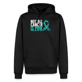 Ovarian Cancer Awareness Shirt, Not All Cancer Is - Men’s Premium Organic Hoodie - black - Front - Nico (187cm)