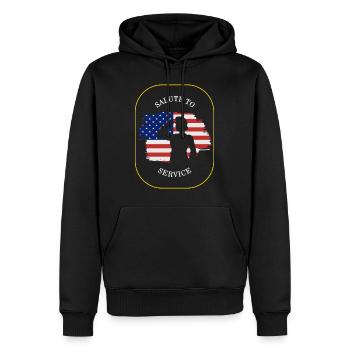 Veteran Shirt, Salute To Service Tee, Gift For - Men’s Premium Organic Hoodie - black - Front - Nico (187cm)