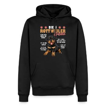 Rottie Besitzer DIE 5 ROTTWEILER GEBOTE Lustiges - Männer Premium Bio Hoodie - Schwarz - Vorne - Nico (187cm)