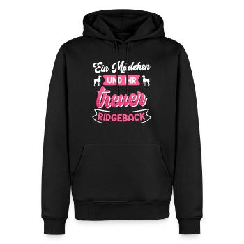 Rhodesian Ridgeback EIN MÄDCHEN UND IHR TREUER - Männer Premium Bio Hoodie - Schwarz - Vorne - Nico (187cm)