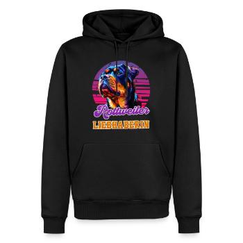 ROTTWEILER LIEBHABERIN Hundemama Rottie Vintage - Männer Premium Bio Hoodie - Schwarz - Vorne - Nico (187cm)