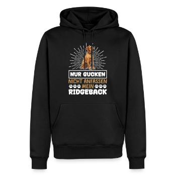 Ridgeback Besitzer NUR GUCKEN NICHT ANFASSEN - Männer Premium Bio Hoodie - Schwarz - Vorne - Nico (187cm)