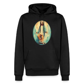 Jesus Kuscheln Skateboard T-Shirt, christlich - Männer Premium Bio Hoodie - Schwarz - Vorne - Nico (187cm)