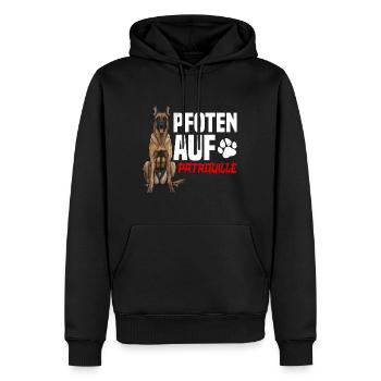 Belgischer Schäferhund PFOTEN AUF PATROULLIE - Männer Premium Bio Hoodie - Schwarz - Vorne - Nico (187cm)