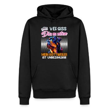 Rottweiler Frau VERGISS DIAMANTEN MEIN ROTTWEILER - Männer Premium Bio Hoodie - Schwarz - Vorne - Nico (187cm)