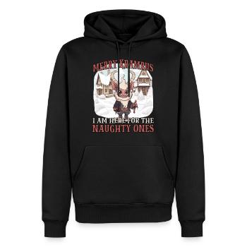Krampus T | Costume de Krampus | Méchant Père Noël - Sweat à capuche Premium bio Homme - noir - Devant - Nico (187cm)
