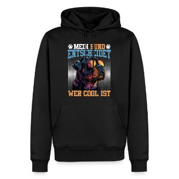 Rottweiler Besitzer MEIN HUND ENTSCHEIDET WER COOL - Männer Premium Bio Hoodie - Schwarz - Vorne - Nico (187cm)